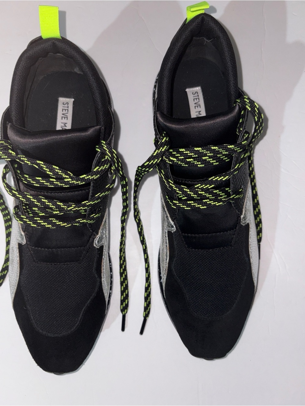 Steve Madden Black Sneakers with Neon Green Accents